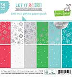 Lawn Fawn Single-Sided Petite Paper Pack 6x6 36pk - Let It Shine Snowflakes, with Silver Foil